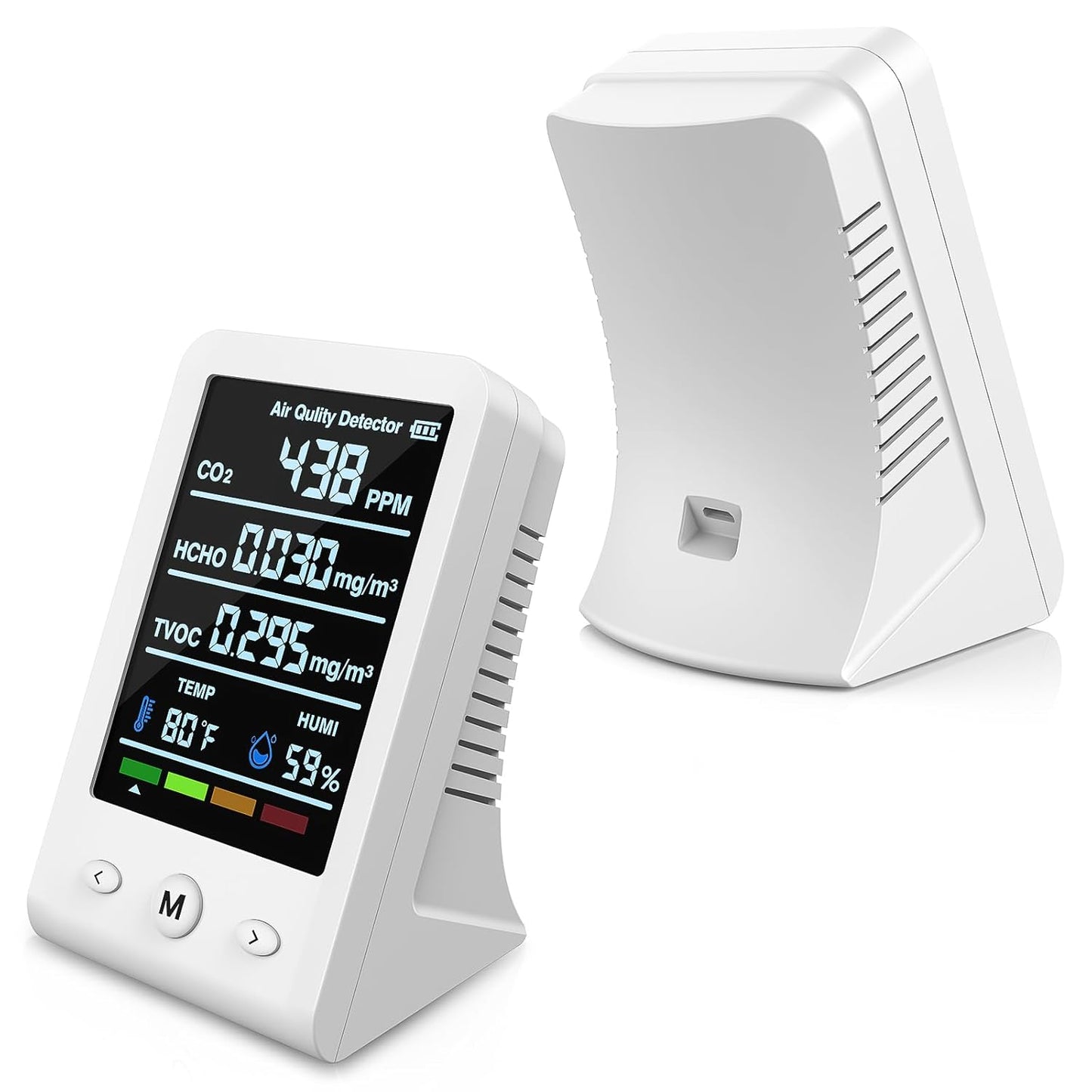 8-in-1 Air Quality Monitor — CO2, HCHO, TVOC, Temp & Humidity