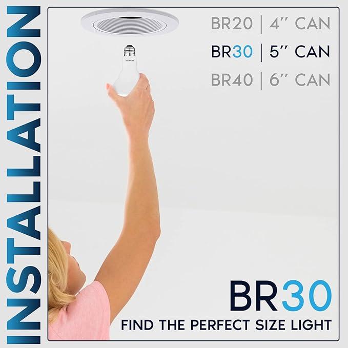 LUXRITE 12-Pack BR30 LED Bulb, 65W Equivalent, 3500K Natural White, Dimmable, 650 Lumens, LED Flood Light Bulbs, 8.5W, Energy Star, E26 Medium Base, Damp Rated, Indoor/Outdoor - Living Room, Kitchen