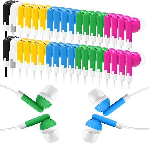 120 Pack Bulk Earbud Headphones Multi Colors Earphones Perfect for School Classroom Students Kids Children Gifts and Adults-Wholesale Disposable Earphones