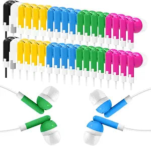 120 Pack Bulk Earbud Headphones Multi Colors Earphones Perfect for School Classroom Students Kids Children Gifts and Adults-Wholesale Disposable Earphones