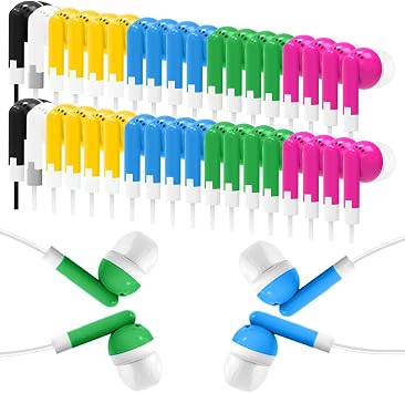 120 Pack Bulk Earbud Headphones Multi Colors Earphones Perfect for School Classroom Students Kids Children Gifts and Adults-Wholesale Disposable Earphones