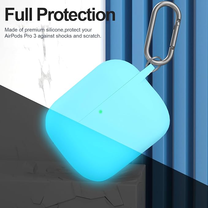 ATUAT for AirPods Pro 3 Case Cover with Cleaner, Protective Soft Silicone Skin with Keychain for Women Men for Apple AirPods Pro 3rd Generation Case(2025), Front LED Visible, Fluorescent Blue