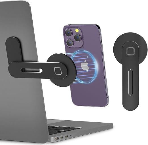CloudValley Adjustable Laptop Stand, Magnetic Phone Holder, Black