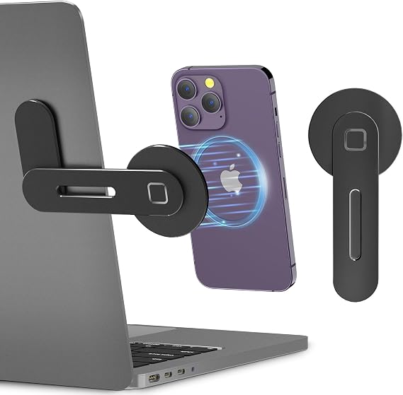 CloudValley Adjustable Laptop Stand, Magnetic Phone Holder, Black
