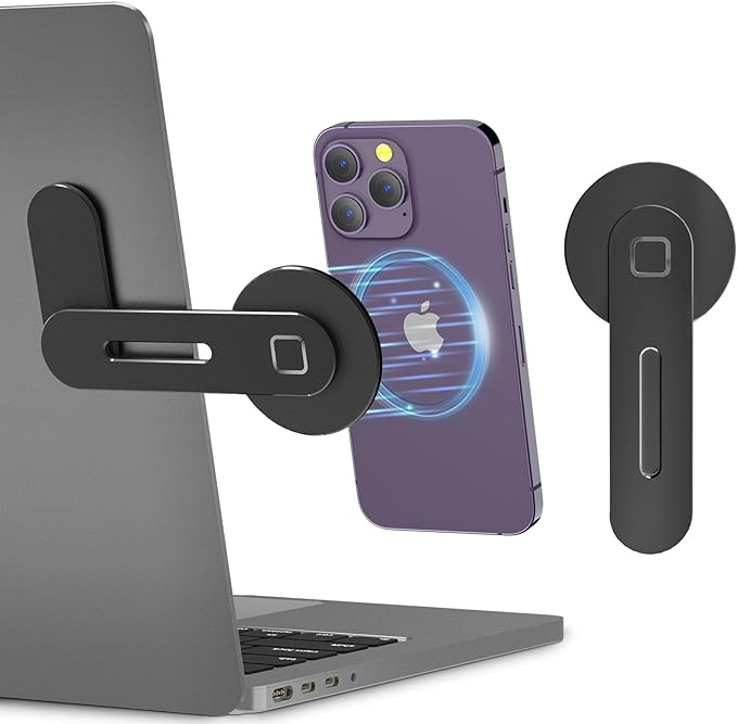 CloudValley Adjustable Laptop Stand, Magnetic Phone Holder, Black