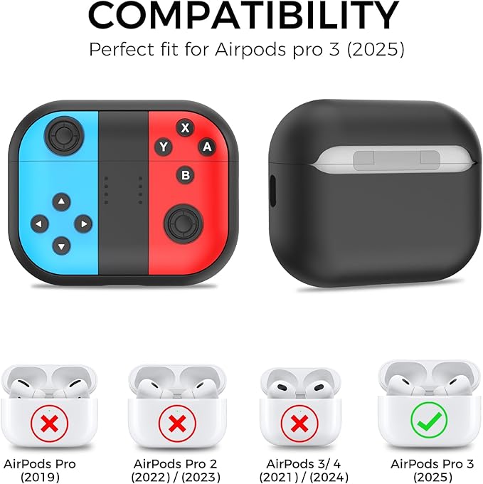 for AirPods Pro 3 Case - 2025 Silicone Cover Gamepad Design Case for Apple AirPods Pro 3rd Generation, Cute Air pod Pro 3 Cover for Men/Women (Blue&Red)