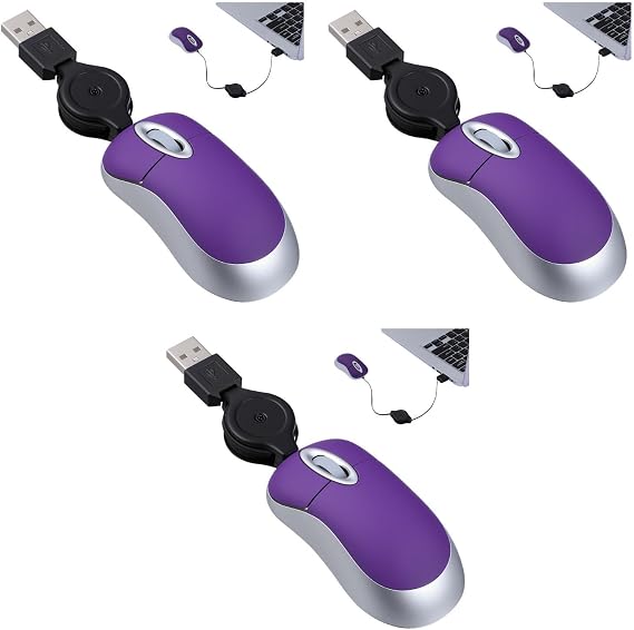 Angoily USB Mouse, 3Pcs 3" Mini Travel Mouse for Laptop, USB - A
