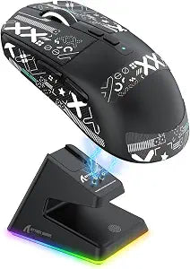 ATTACK SHARK X6 Wireless Gaming Mouse with Magnetic RGB Charging Base,Black