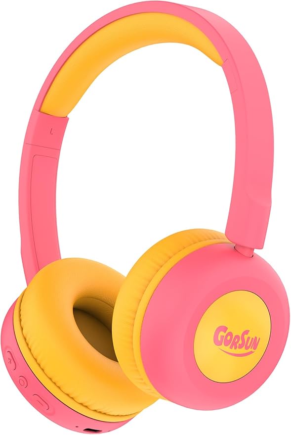 gorsun Kids Bluetooth Headphones,Toddler Headphones with Microphone,85dB Volume Limited,Bluetooth 5.3 Twistable Lightweight Kids Wireless Earphones for Boy Girl Tablet Travel School
