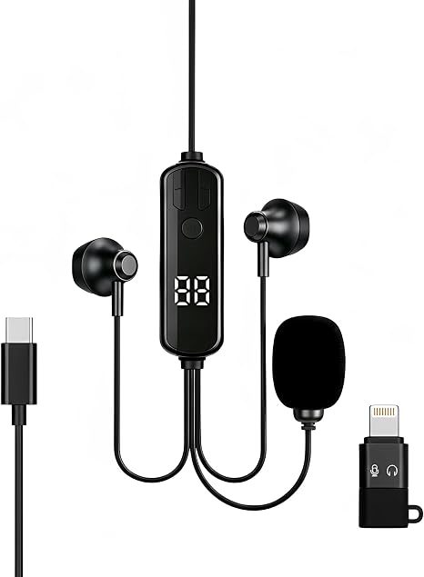 Wired Karaoke Earbuds with Mic, Sound Card and in-Ear Monitor