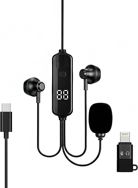 Wired Karaoke Earbuds with Mic, Sound Card and in-Ear Monitor