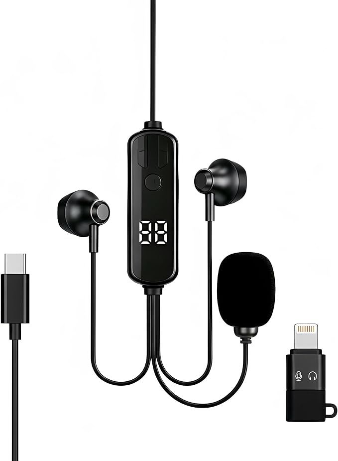 Wired Karaoke Earbuds with Mic, Sound Card and in-Ear Monitor