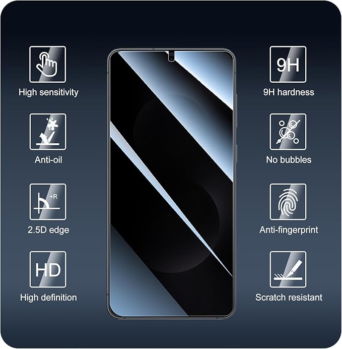3*Privacy Screen Protector and 3*Camera Lens Protector for Samsung Galaxy S25 Edge with a Installation Alignment Aid, Anti-Spy Tempered Glass Film, Private Black Protection, [Anti-Scratch][9H Hardness]