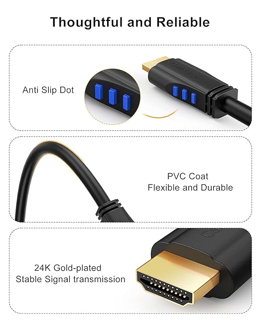 CableCreation 4K HDMI Cable Right Angle 270 Degree Upward - Supports 4K@60HZ Ultra HD for Gaming, Streaming, Movies, Male to Male, 3ft Black