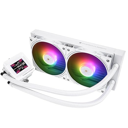 Thermalright FW 240 SE ARGB White-AIO CPU Liquid Cooler,IPS LCD Screen with 320 * 240 Resolution,for AM4/AM5,Intel LGA1700/1851,2-inch Magnet-Absorbent LCD Screen for Images-White,PC CPU Water Cooler