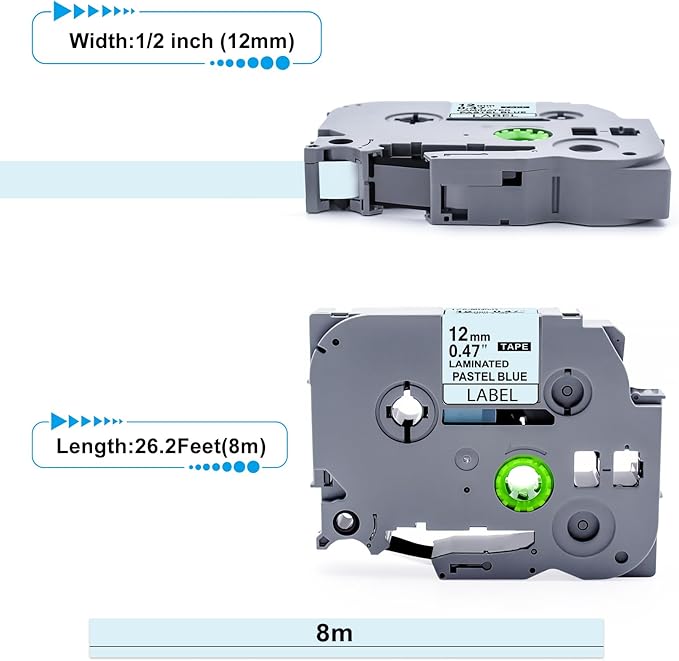 Compatible with Brother Label Maker Tape Pastel Pink Purple Blue, 12mm 0.47 Laminated TZe-231 MQE31 MQF31 MQ531, Multi Color Label Refills for PTouch PTD220 PTD210 PTD400 PT-H100, 4 Pack
