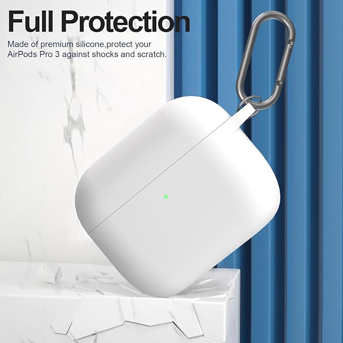 ATUAT for AirPods Pro 3 Case Cover with Cleaner, Protective Soft Silicone Skin with Keychain for Women Men for Apple AirPods Pro 3rd Generation Case(2025), Front LED Visible, White
