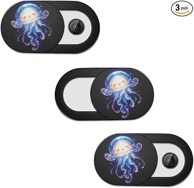 SIREG Webcam Cover Ultra Thin - Web Camera Cover fits Laptop,Tablet,PC,Computer, Smartphone, Protect Your Privacy and Security,Strong Adhesive (Jellyfish A- 3 Pack)