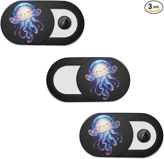 SIREG Webcam Cover Ultra Thin - Web Camera Cover fits Laptop,Tablet,PC,Computer, Smartphone, Protect Your Privacy and Security,Strong Adhesive (Jellyfish A- 3 Pack)
