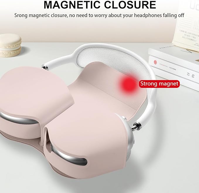 Maxjoy for Apple Airpods Max Smart Case Cover, Soft PU Leather Protective Cover Accessories for Airpod Max with Sleep Mode, Anti-Dust Travel Carrying Case for Airpods Pro Max Headphones, Ivory