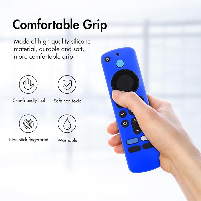 LEFXMOPHY Case Cover for TV Stick HD / 4K 2nd (2024 Model) with AI-Powered, Wi-Fi 6 Voice Remote Control Case Blue Silicone Sleeve with Lanyard