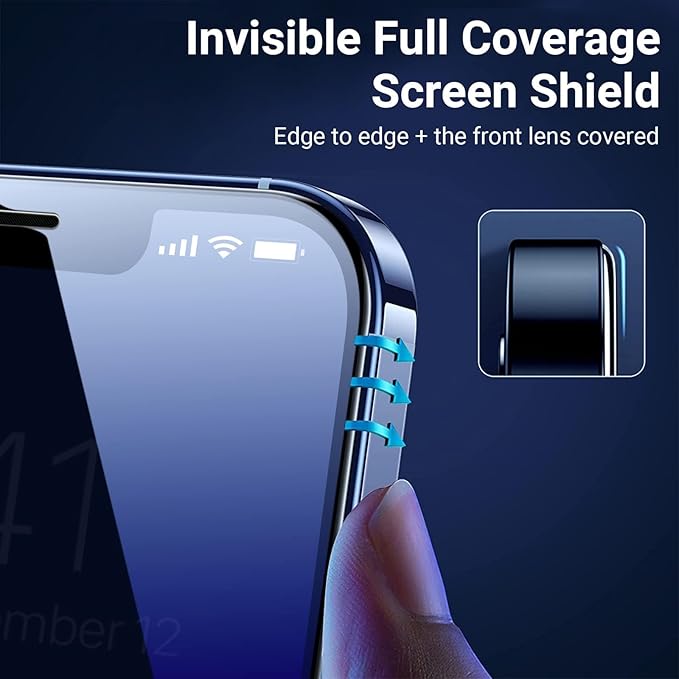 UltraGlass UNBREAK TOP 9H+ Glass for iPhone 12 Pro Max Screen Protector [Military Grade Shatterproof & Longest Durable] Full Screen iPhone 12 Pro Max Glass, 2024 Upgrade, 2 Packs