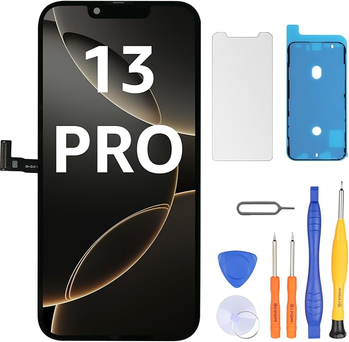 LL TRADER Screen Replacement for iPhone 13 pro 6.1" LCD Retina FHD Display COF Touch Screen Digitizer with Repair Tool Kits, Waterproof Tape, Screen Protector (Truetone programable) New 2025