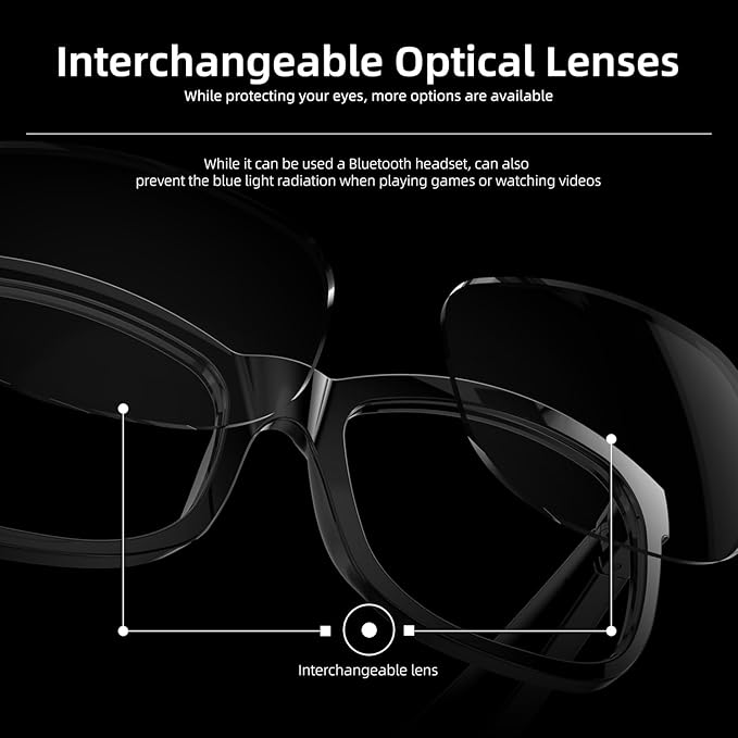 Smart Glasses | Bluetooth Glasses | 34g Ultra-Light Frame for Daily Use | Hands-Free Calls, Music & Voice Control | 8-10H Battery USB-C Charging(Photochromic Clear Lenses)