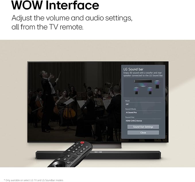 LG S40T 2.1 ch.Soundbar with Wireless Subwoofer, TV Synergy, Wow Interface, AI Sound Pro