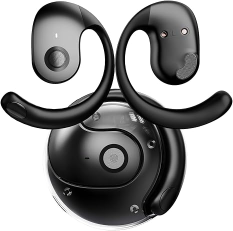 NEW Ultra Bone Conduction Earphones Open Earbuds with Immersive Audio Clear Call,Wireless Bluetooth Ear buds Stable Fit,Robust Bass,Sweat-Proof Sport Open-Ear Headphones with Mic,48H Playtime (Black)