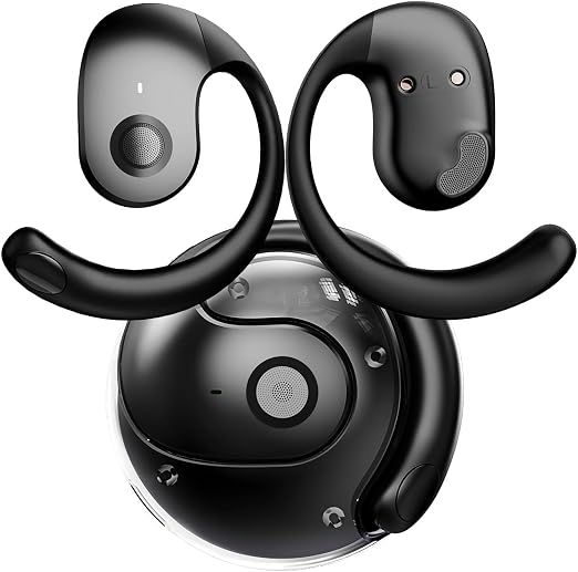 NEW Ultra Bone Conduction Earphones Open Earbuds with Immersive Audio Clear Call,Wireless Bluetooth Ear buds Stable Fit,Robust Bass,Sweat-Proof Sport Open-Ear Headphones with Mic,48H Playtime (Black)