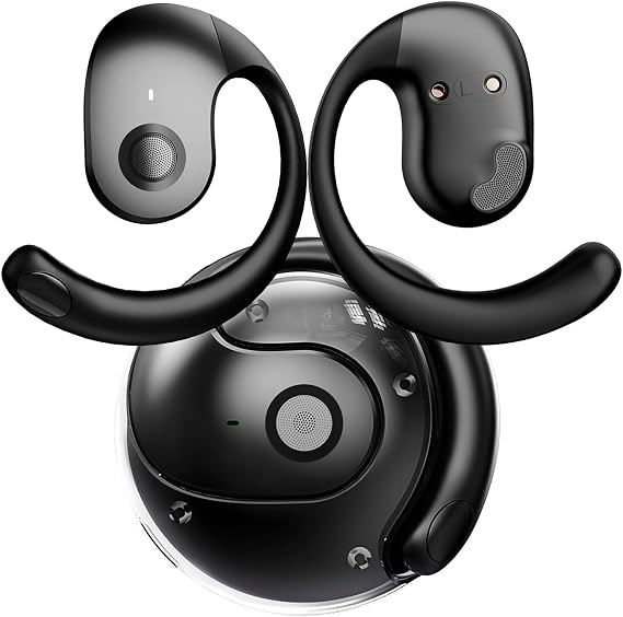 NEW Ultra Bone Conduction Earphones Open Earbuds with Immersive Audio Clear Call,Wireless Bluetooth Ear buds Stable Fit,Robust Bass,Sweat-Proof Sport Open-Ear Headphones with Mic,48H Playtime (Black)