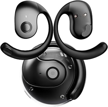 NEW Ultra Bone Conduction Earphones Open Earbuds with Immersive Audio Clear Call,Wireless Bluetooth Ear buds Stable Fit,Robust Bass,Sweat-Proof Sport Open-Ear Headphones with Mic,48H Playtime (Black)