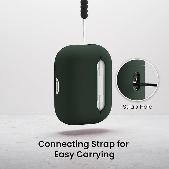 ORNARTO Compatible with AirPods Pro 3 Case 2025, Full Protective Hybrid Silicone for AirPods Pro 3rd Generation Case, Front LED Visible Skin Cover-Mystic Green
