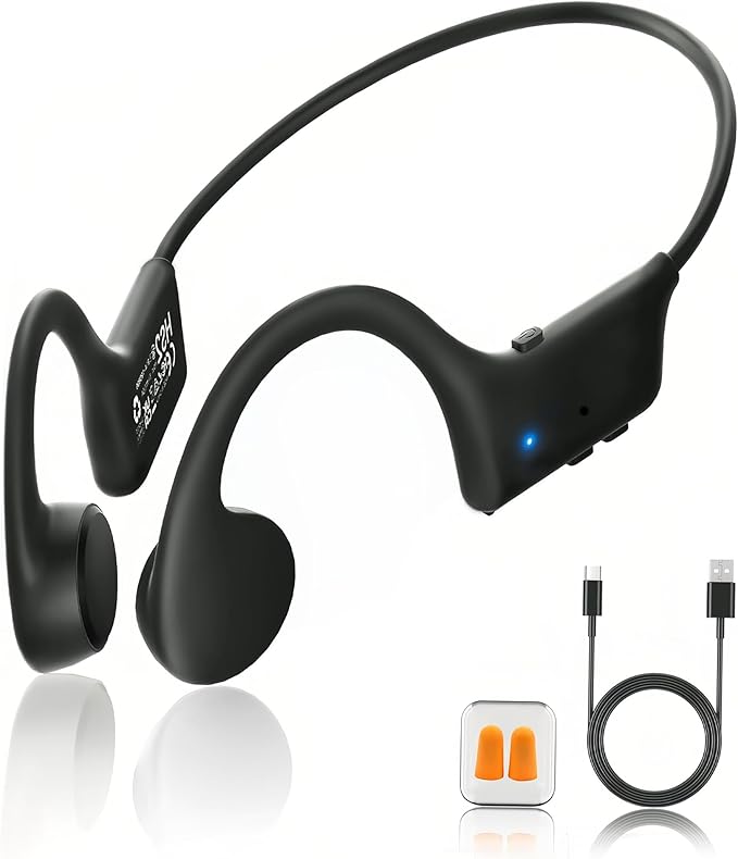 Bone Conduction Bluetooth Headphones, Open Ear Wireless Sport Headphones with Mic, 12H Playtime, Lightweight IPX5 Waterproof Headphones for Running, Cycling (Iron Black)