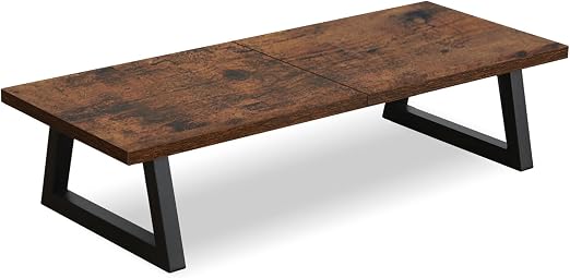 TEAMIX 24 inch Monitor Riser for Desk, Wood & Steel Computer/TV Stand Brown