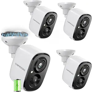 4 Pack 2.5K Security Camera Wireless Outdoor, 2.4G WiFi Battery Powered Outdoor Camera, Magnetic Mount Cameras for Home Security, Color Night Vision, Spotlight, Siren Alarm, 2-Way Talk
