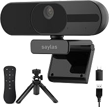 saylas 4K Webcam with Microphone and Speaker, 120° FOV Wide Angle Web cam with Remote, Noise-Cancelling Mics, Auto Focus, Privacy Cover, Plug & Play Web Camera for Computer, USB Webcam for Pc, Laptop