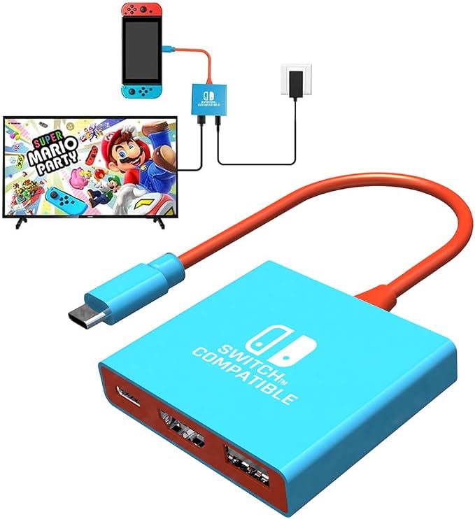 pdobq Switch Dock Switch Docking Station for Nintendo, Portable Switch2 TV Adapter Support 4K/60HZ TV Mode Compatible Steam Deck/Switch OLED, Travel Dock with HDMI2.0 USB3.0 Port