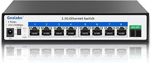 Goalake 2.5G Switch, 9-Port Ethernet Switch, 8×2.5G RJ45 + 1×10G SFP Ports, 60Gbps Switching Capacity, with LED, Fanless Quiet, for NAS, Server, WiFi AP, PCIe Adapter, 4K Video, Gaming PC - Image 1