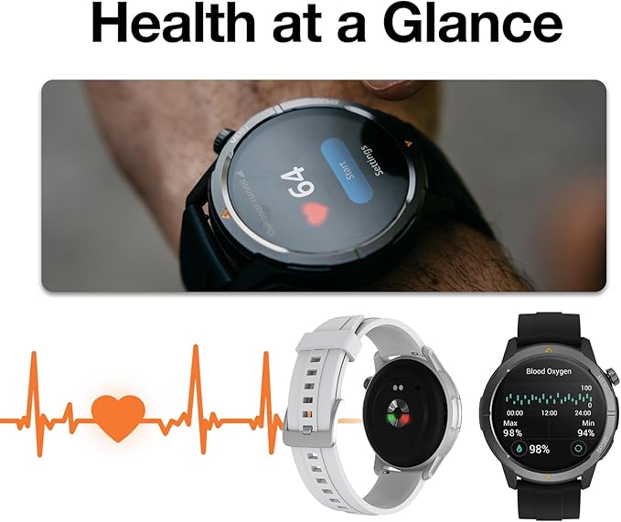 AGM Legion Rugged Smart Watch for Men, 5ATM Waterproof, Shockproof & Drop-proof, 100+ Sports Modes, Bluetooth Calling, Compass, Barometer & Altimeter, 1.43" AMOLED Display, Heart Rate & Sleep Tracking