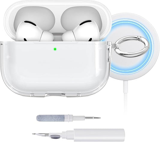 Clear Case for Airpods Pro 3,with Keychain & Cleaning Kit,Compatible with Magsafe,Soft TPU Cover for 2025 Airpods Pro 3rd Generation,Shockproof & Anti-Yellowing-Clear