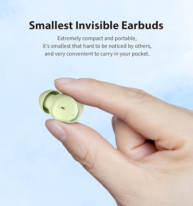 Invisible Sleep Headphones,Sleep Earbuds for Side Sleepers,Small Comfortable Noise Blocking Sleep Earphones, Bluetooth 5.3 Wireless Open Ear Headphones for Sleeping,Driving,Hiking,Cycling - Green