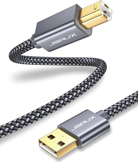 JSAUX Printer Cable 6.6FT, USB Printer Cord for HP Canon Dell Epson