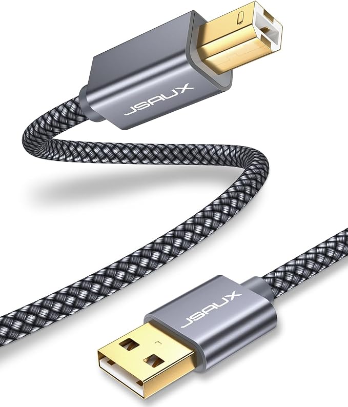 JSAUX Printer Cable 6.6FT, USB Printer Cord for HP Canon Dell Epson