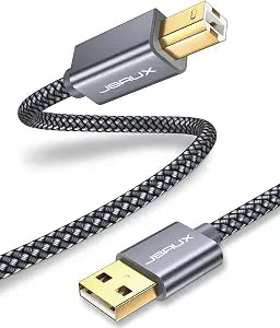 JSAUX Printer Cable 6.6FT, USB Printer Cord for HP Canon Dell Epson