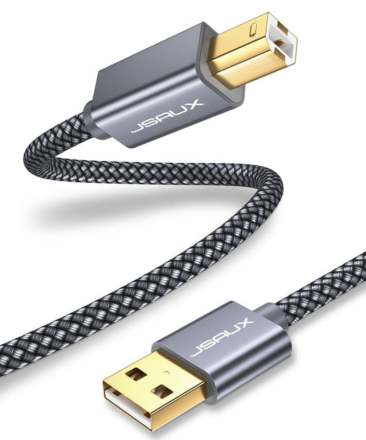JSAUX Printer Cable 15FT, USB Printer Cord for HP Canon Dell Epson