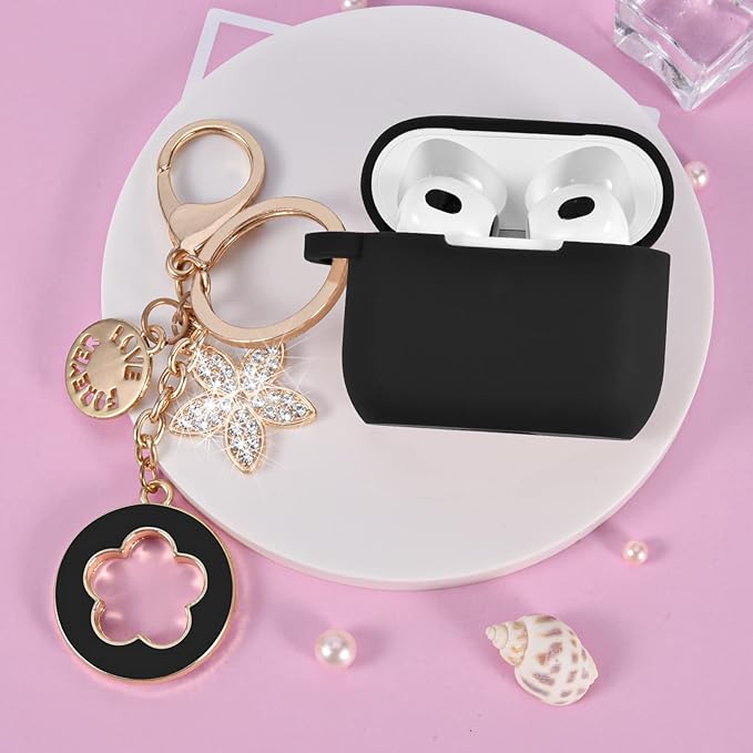 VISOOM Case for Airpods 3 Pink Airpods 3rd Cases 2021 Silicone for iPod 3 Earbuds Case Cover Women Wireless Charging Case with Accessories Girl Bling Keychain for Apple Ear Buds 3rd Generation