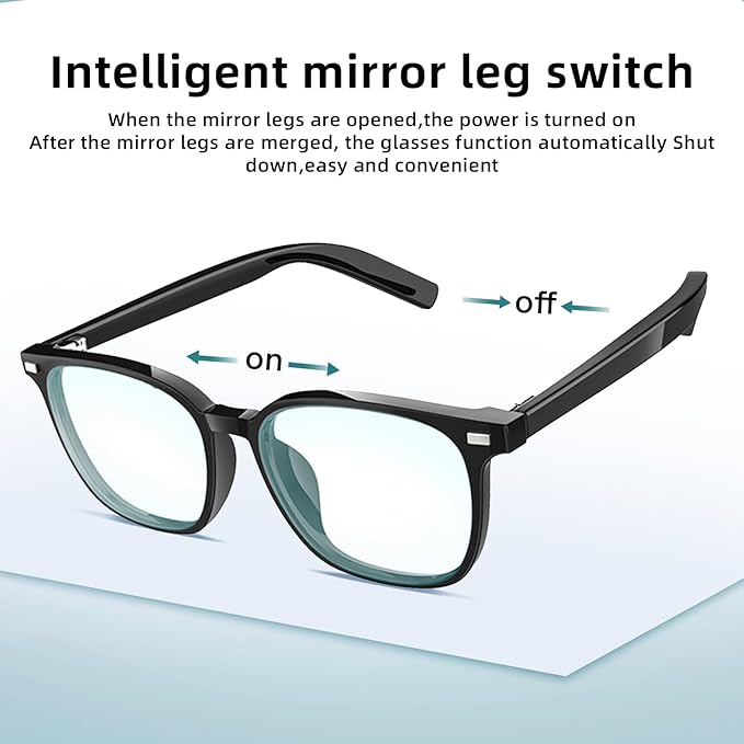 Smart Glasses - Open Ear Anti-Blue Light Bluetooth Audio Glasses for Men Women, Night Vision & UV Polarized Magnetic Lenses, Voice Assistant, Bluetooth Sunglasses for Working/Driving/Relaxing