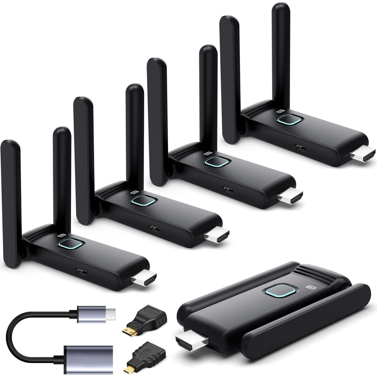 Wireless HDMI 4 Receivers and Transmitter,Up to 6 RX,Extender Plug and Play